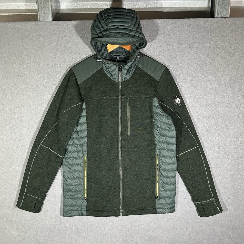 Kuhl Alskar Goose Down Virgin Wool Small Hybrid Puffer Jacket Green